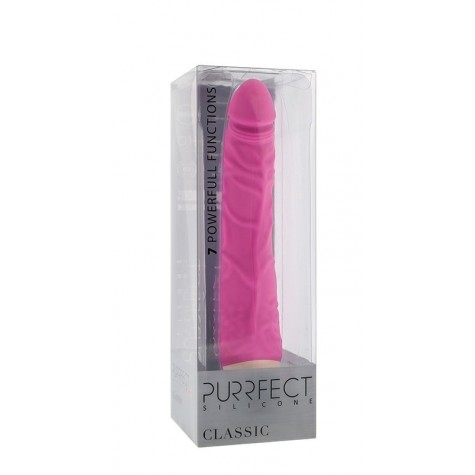 Розовый вибратор-реалистик с венками PURRFECT SILICONE CLASSIC 7.1INCH PINK - 18 см.